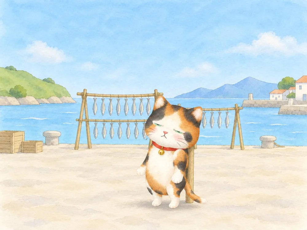 Fuu at the drying racks